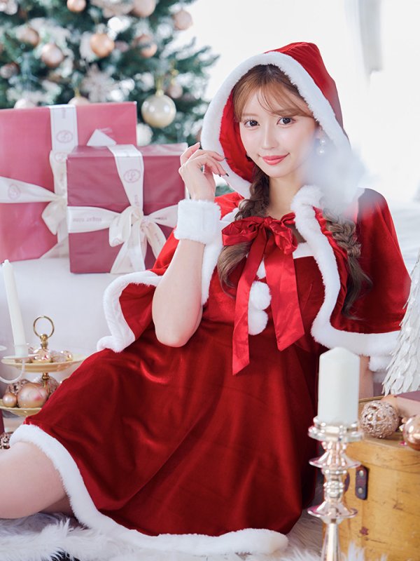 画像27: 【即日発送！】【サンタコス 4点セット】【S-Lサイズ/2カラー】ポンチョ付きフレアサンタコスプレ[OF04]