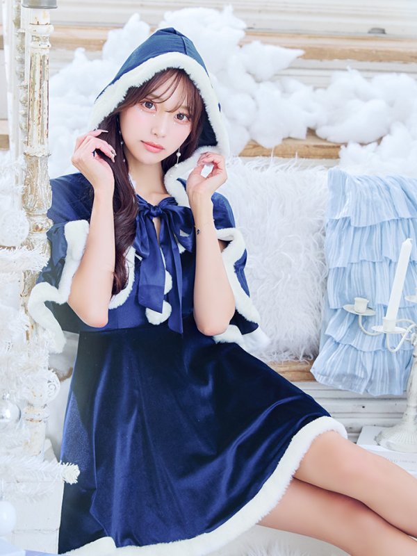 画像3: 【即日発送！】【サンタコス 4点セット】【S-Lサイズ/2カラー】ポンチョ付きフレアサンタコスプレ[OF04]