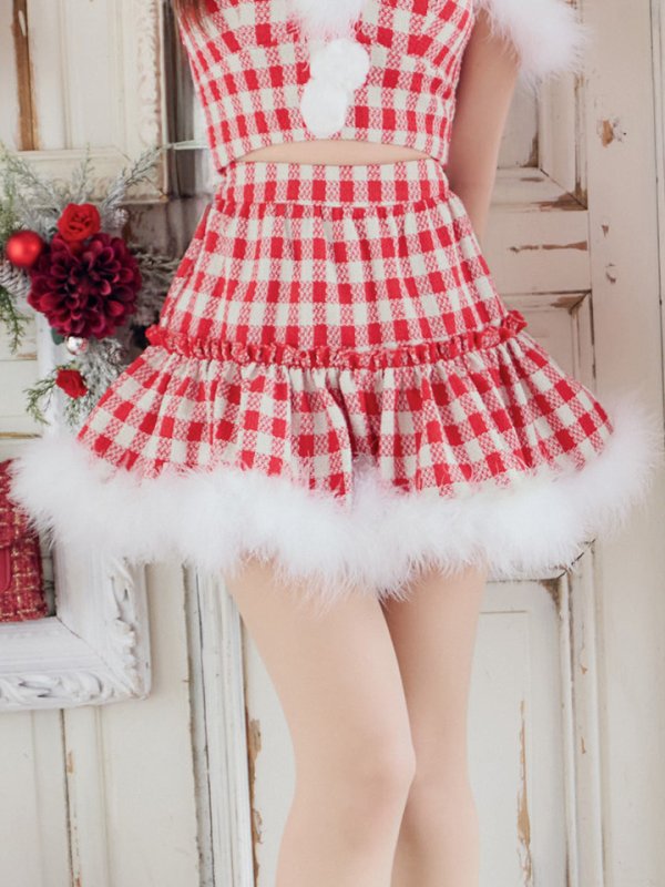 画像10: 【ノベルティ対象】【即日発送！】【サンタコス 5点セット】【XS-XLサイズ/2カラー】ギンガムチェックフレアサンタ[YMT]