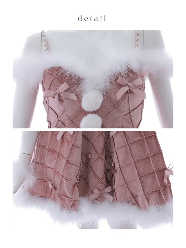 画像19: 【ノベルティ対象】【即日発送！】【サンタコス 4点セット】【XS-XLサイズ/2カラー】リボンモチーフパールショルダーフレアサンタ[YMT]