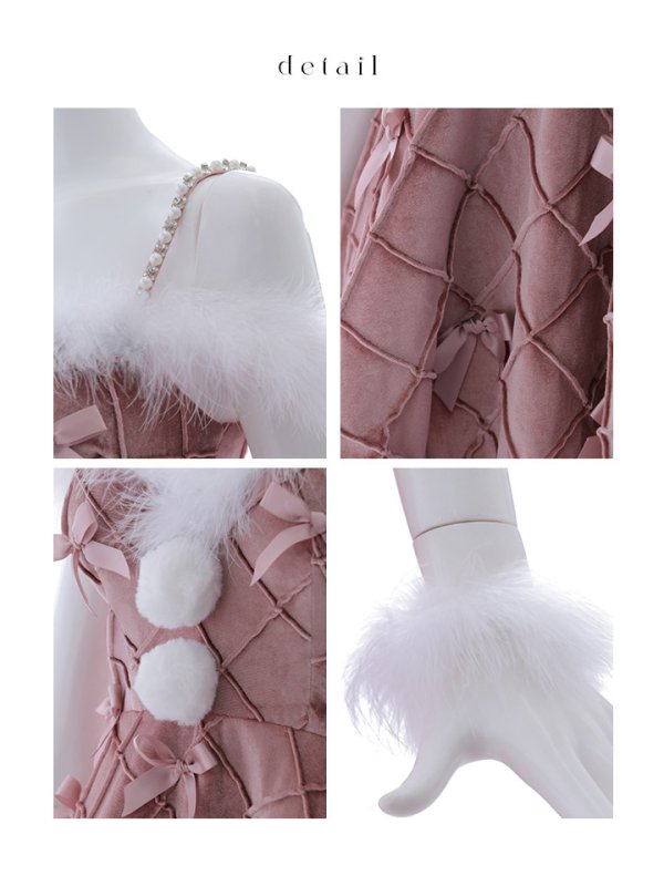 画像20: 【ノベルティ対象】【即日発送！】【サンタコス 4点セット】【XS-XLサイズ/2カラー】リボンモチーフパールショルダーフレアサンタ[YMT]