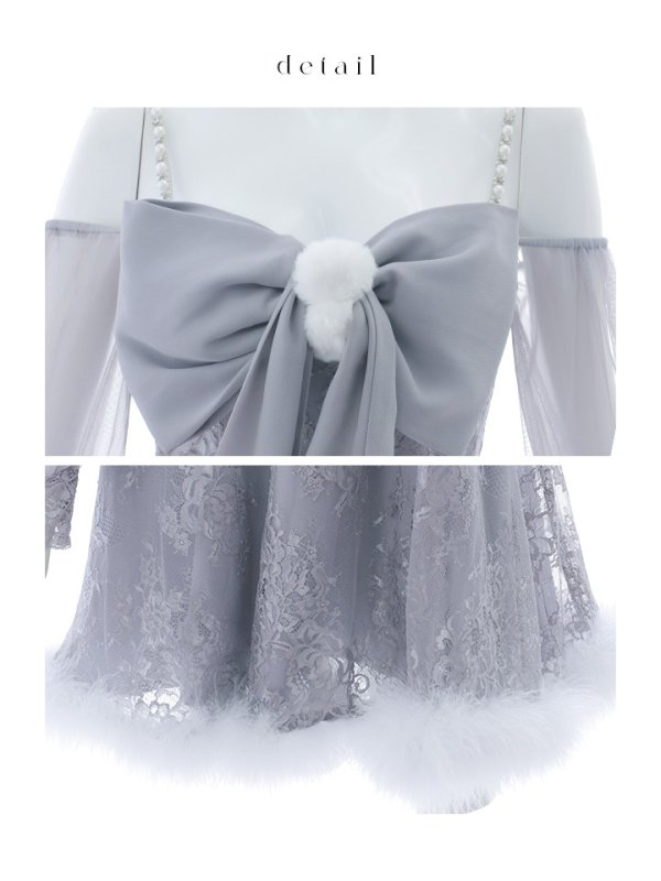 画像43: 【ノベルティ対象】【即日発送！】【サンタコス 3点セット】【XS-Lサイズ/2カラー】フロントビッグリボンオフショル袖付きフレアサンタ[YMT]