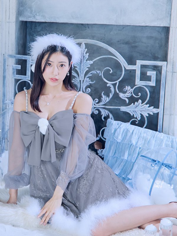 画像29: 【ノベルティ対象】【即日発送！】【サンタコス 3点セット】【XS-Lサイズ/2カラー】フロントビッグリボンオフショル袖付きフレアサンタ[YMT]