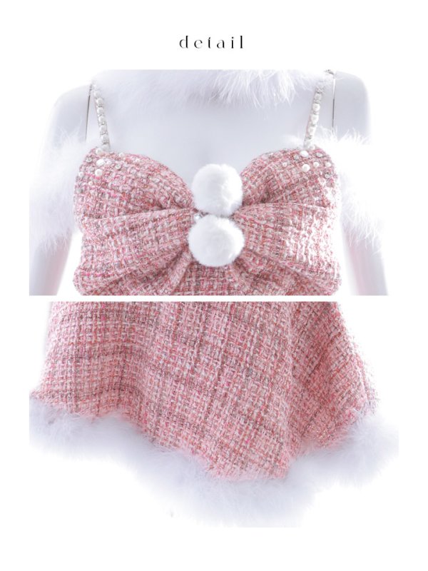 画像22: 【ノベルティ対象】【即日発送！】【サンタコス 5点セット】【XS-XLサイズ/2カラー】フロントリボンセットアップツイードサンタ[YMT]