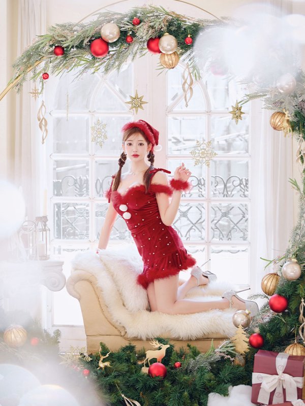 画像28: 【ノベルティ対象】【即日発送！】【サンタコス 5点セット】【XS-XLサイズ/3カラー】セットアップフレアミニサンタ[YMT]