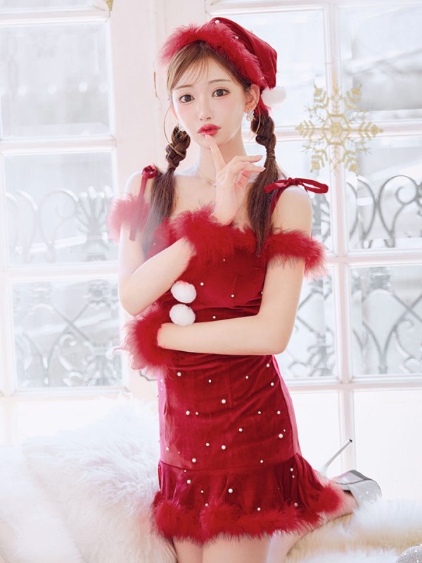 画像33: 【ノベルティ対象】【即日発送！】【サンタコス 5点セット】【XS-XLサイズ/3カラー】セットアップフレアミニサンタ[YMT]