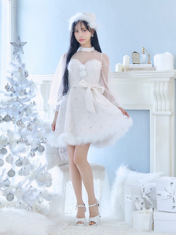 画像26: 【ノベルティ対象】【即日発送！】【サンタコス 4点セット】【XS-XLサイズ/1カラー】チュールロングスリーブハイネックサンタ[YMT]