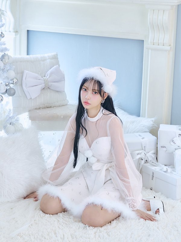 画像27: 【ノベルティ対象】【即日発送！】【サンタコス 4点セット】【XS-XLサイズ/1カラー】チュールロングスリーブハイネックサンタ[YMT]