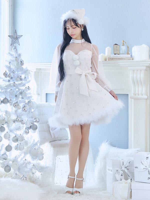 画像31: 【ノベルティ対象】【即日発送！】【サンタコス 4点セット】【XS-XLサイズ/1カラー】チュールロングスリーブハイネックサンタ[YMT]