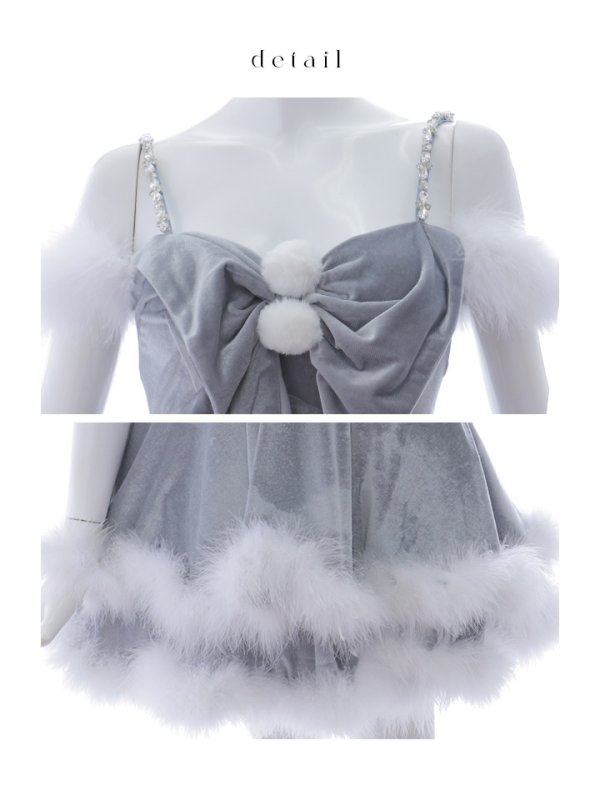 画像41: 【ノベルティ対象】【即日発送！】【サンタコス 4点セット】【XS-Lサイズ/4カラー】フロントビッグリボンオフショルフレアサンタ[YMT]