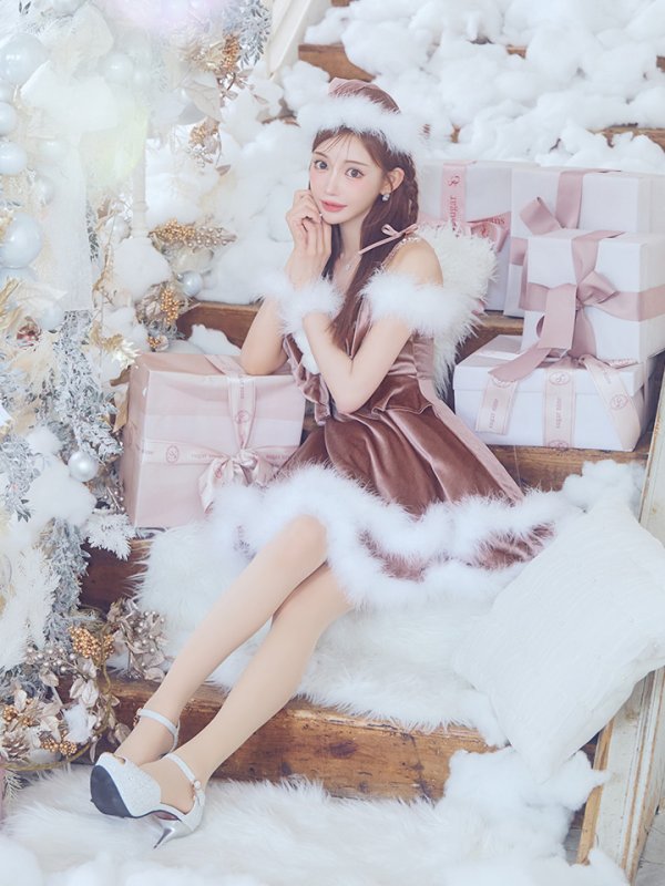 画像21: 【ノベルティ対象】【即日発送！】【サンタコス 4点セット】【XS-Lサイズ/4カラー】フロントビッグリボンオフショルフレアサンタ[YMT]