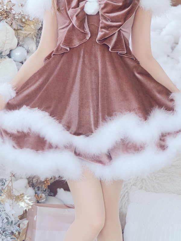 画像17: 【ノベルティ対象】【即日発送！】【サンタコス 4点セット】【XS-Lサイズ/4カラー】フロントビッグリボンオフショルフレアサンタ[YMT]