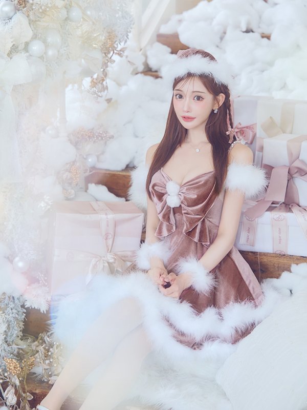 画像18: 【ノベルティ対象】【即日発送！】【サンタコス 4点セット】【XS-Lサイズ/4カラー】フロントビッグリボンオフショルフレアサンタ[YMT]