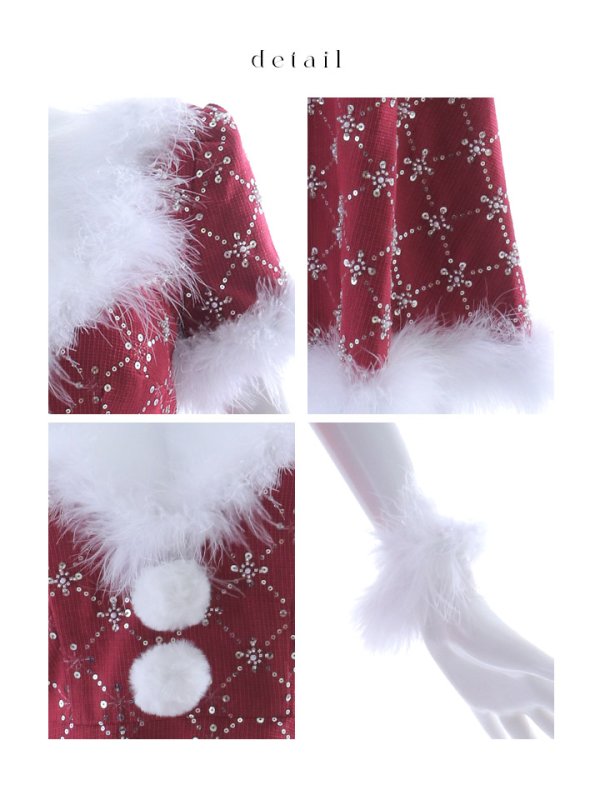 画像13: 【一部予約商品/12月中旬発送予定】【サンタコス 4点セット】【XS-Lサイズ/1カラー】ビジューフレアスカートサンタコスプレ[OF04]