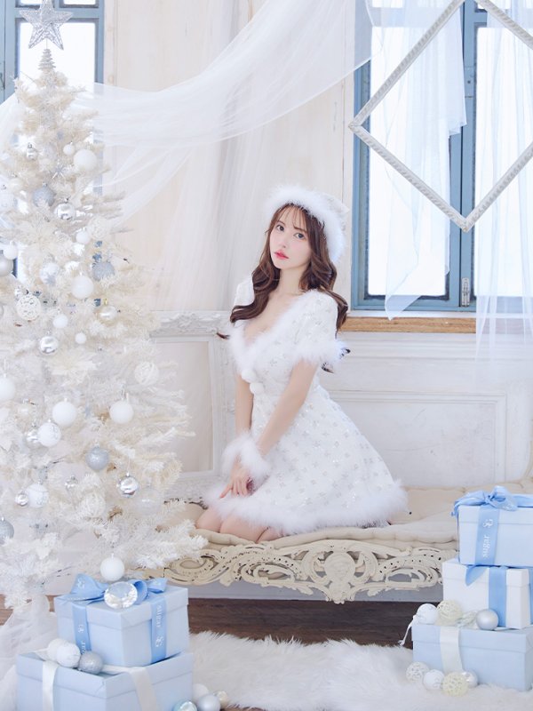 画像11: 【一部予約商品/12月中旬発送予定】【サンタコス 4点セット】【XS-Lサイズ/1カラー】ビジューフレアスカートサンタコスプレ[OF04]