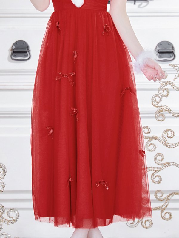 画像16: 【ノベルティ対象】【即日発送】【サンタコス 4点セット】【S-XLサイズ/1カラー】ミディアムスカートキャミリボンサンタコスプレ[YMT]