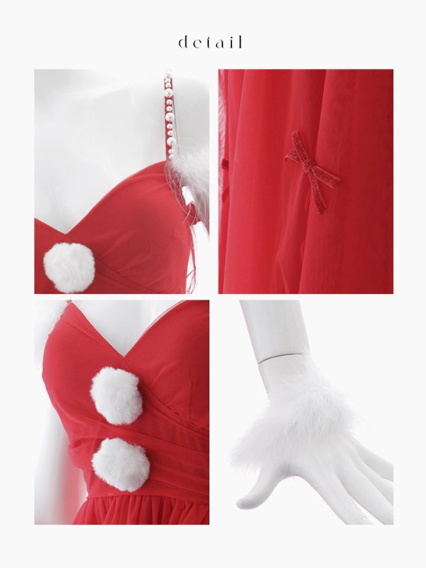 画像19: 【ノベルティ対象】【即日発送】【サンタコス 4点セット】【S-XLサイズ/1カラー】ミディアムスカートキャミリボンサンタコスプレ[YMT]