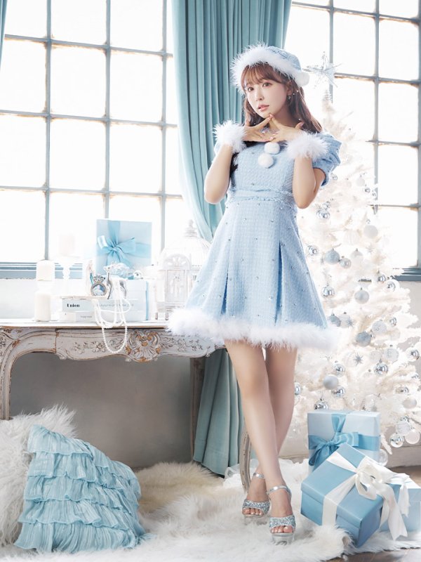 画像22: 【ノベルティ対象】【即日発送！】【サンタコス 4点セット】【XS-XLサイズ/3カラー】ツイードビジュープリーツスカートサンタコスプレ[YMT]