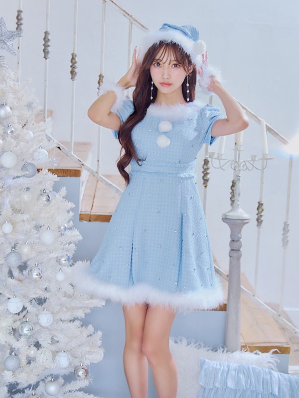 画像23: 【ノベルティ対象】【即日発送！】【サンタコス 4点セット】【XS-XLサイズ/3カラー】ツイードビジュープリーツスカートサンタコスプレ[YMT]