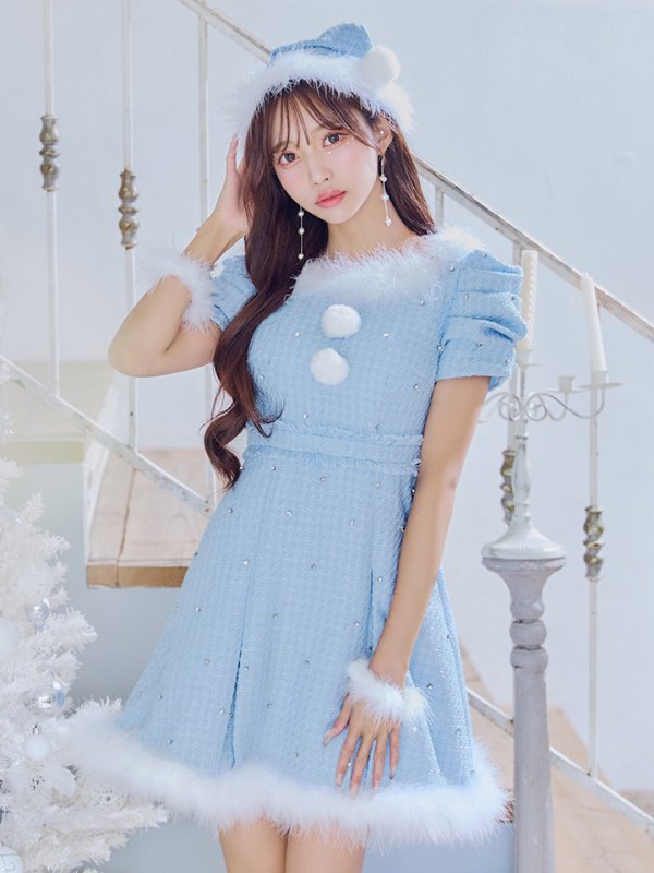 画像29: 【ノベルティ対象】【即日発送！】【サンタコス 4点セット】【XS-XLサイズ/3カラー】ツイードビジュープリーツスカートサンタコスプレ[YMT]