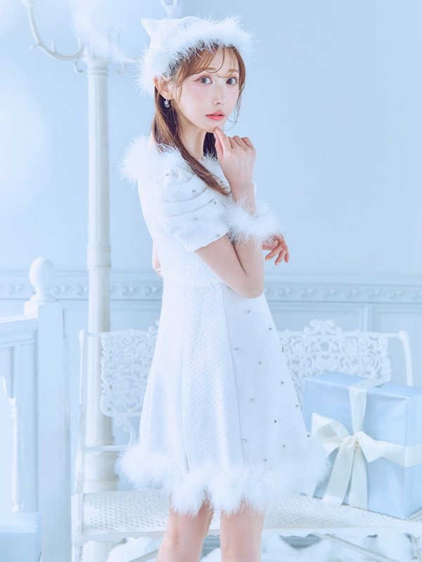 画像12: 【ノベルティ対象】【即日発送！】【サンタコス 4点セット】【XS-XLサイズ/3カラー】ツイードビジュープリーツスカートサンタコスプレ[YMT]