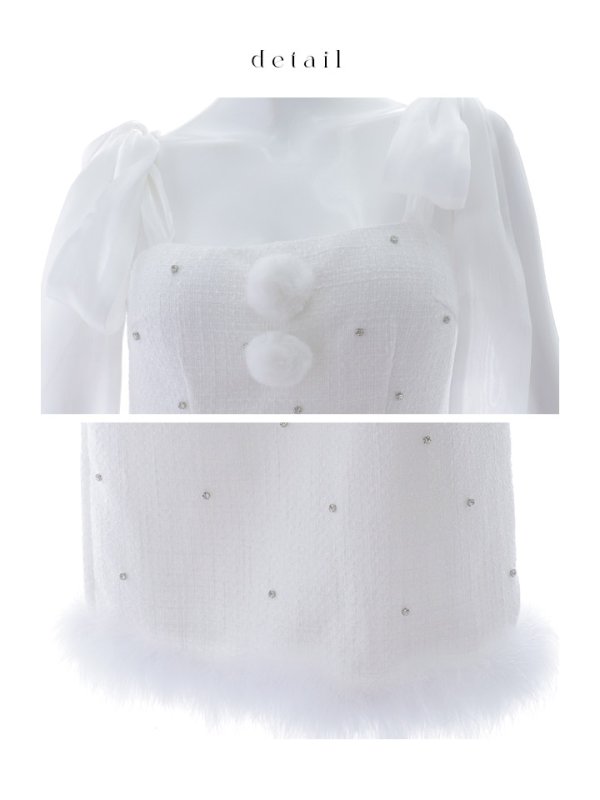 画像40: 【即日発送！】【サンタコス 4点セット】【S-Lサイズ/2カラー】リボンショルダーツイードビジューミディアムサンタコスプレ[OF04]