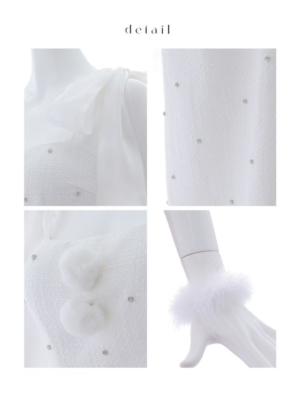 画像41: 【即日発送！】【サンタコス 4点セット】【S-Lサイズ/2カラー】リボンショルダーツイードビジューミディアムサンタコスプレ[OF04]