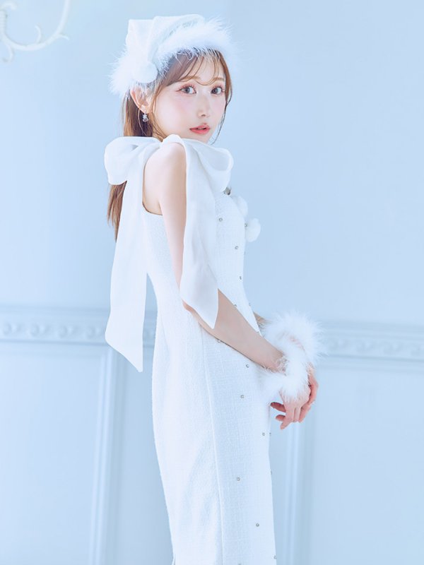 画像40: 【即日発送！】【サンタコス 4点セット】【S-Lサイズ/2カラー】リボンショルダーツイードビジューミディアムサンタコスプレ[OF04]