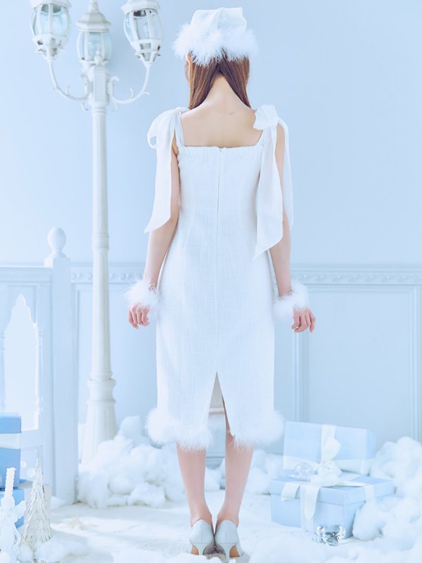 画像24: 【即日発送！】【サンタコス 4点セット】【S-Lサイズ/2カラー】リボンショルダーツイードビジューミディアムサンタコスプレ[OF04]