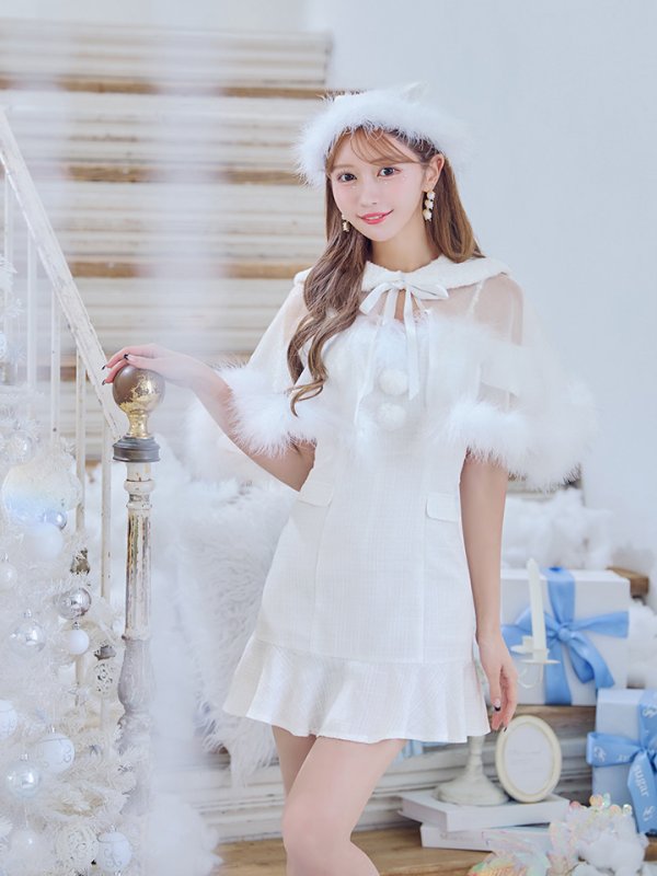 画像26: 【即日発送】【サンタコス 5点セット】【S-Lサイズ/1カラー】ポンチョ付きベアトップマーメイドスカートサンタコスプレ[OF04]