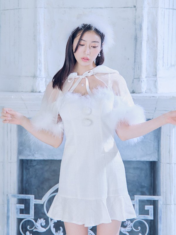 画像21: 【即日発送】【サンタコス 5点セット】【S-Lサイズ/1カラー】ポンチョ付きベアトップマーメイドスカートサンタコスプレ[OF04]