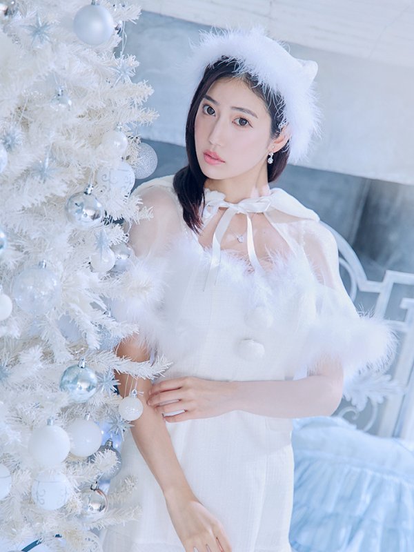 画像22: 【即日発送】【サンタコス 5点セット】【S-Lサイズ/1カラー】ポンチョ付きベアトップマーメイドスカートサンタコスプレ[OF04]