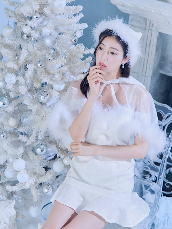 画像25: 【即日発送】【サンタコス 5点セット】【S-Lサイズ/1カラー】ポンチョ付きベアトップマーメイドスカートサンタコスプレ[OF04]