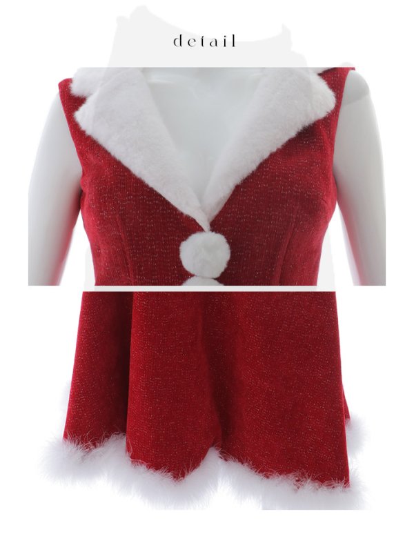 画像20: 【ノベルティ対象】【即日発送！】【サンタコス 5点セット】【S-Lサイズ/1カラー】セットアップ襟付きミディアムサンタコスプレ[YMT]