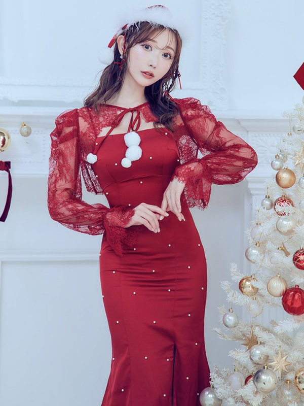 画像15: 【即日発送！】【サンタコス 4点セット】【S-Lサイズ/1カラー】レーストップスミディアムビジューサンタコスプレ[YMT]