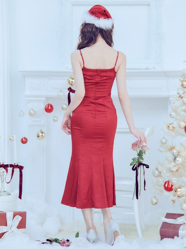 画像8: 【即日発送！】【サンタコス 4点セット】【S-Lサイズ/1カラー】レーストップスミディアムビジューサンタコスプレ[YMT]