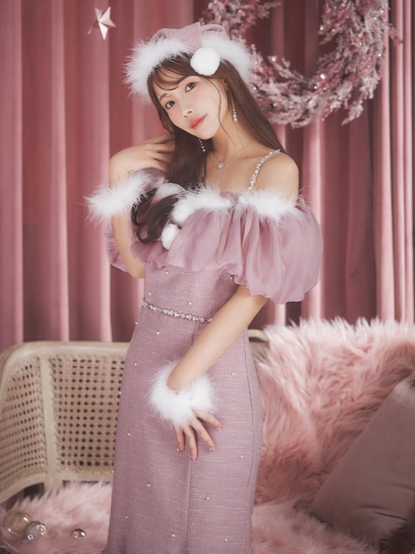 画像11: SALE!【サンタコス4点セット】【S-Lサイズ/1カラー】オーガンジーオフショルダーサンタコスプレ[YMT]