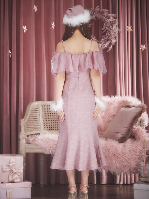 画像5: SALE!【サンタコス4点セット】【S-Lサイズ/1カラー】オーガンジーオフショルダーサンタコスプレ[YMT]