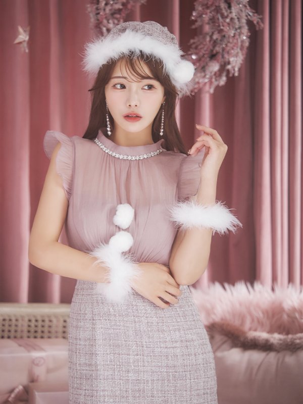 画像17: SALE!【サンタコス 4点セット】【S-Lサイズ/1カラー】シースルーツイードサンタコスプレ[YMT]