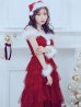 画像12: 【即日発送！】【サンタコス 4点セット】【M-XLサイズ/1カラー】オフショルフリルチュールサンタコスプレ[YMT]