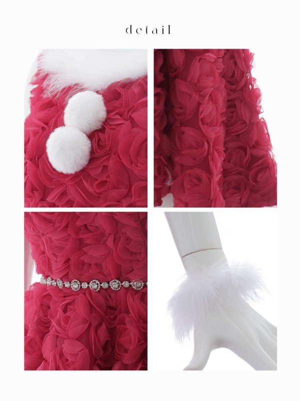 画像28: 【ノベルティ対象】【即日発送！】【サンタコス 4点セット】【S-Mサイズ/2カラー】立体ローズショートインスカートサンタコスプレ[YMT]