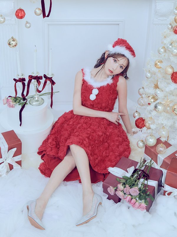 画像21: 【ノベルティ対象】【即日発送！】【サンタコス 4点セット】【S-Mサイズ/2カラー】立体ローズショートインスカートサンタコスプレ[YMT]