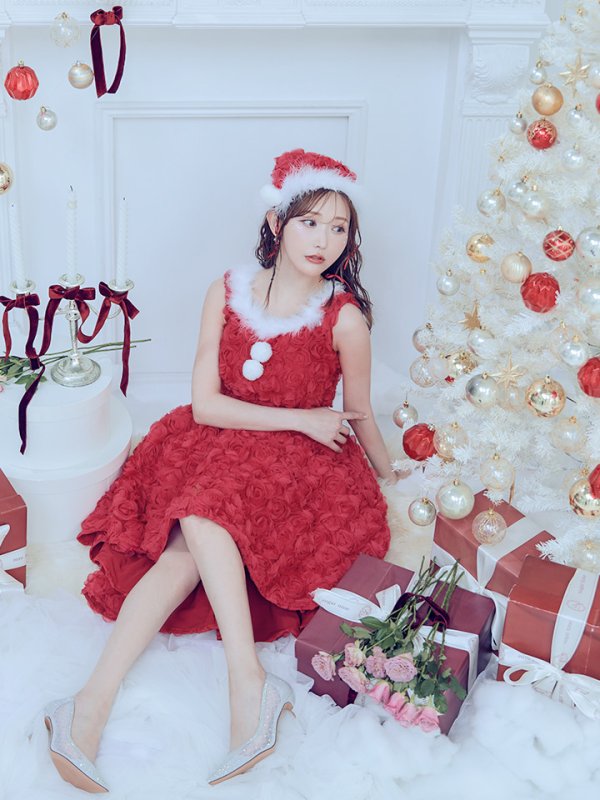 画像23: 【ノベルティ対象】【即日発送！】【サンタコス 4点セット】【S-Mサイズ/2カラー】立体ローズショートインスカートサンタコスプレ[YMT]