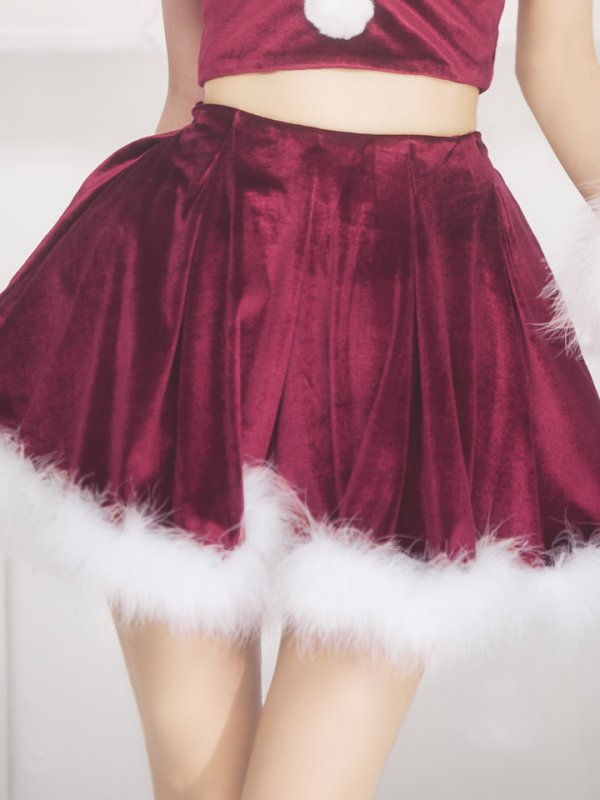 画像10: 【即日発送！】【サンタコス 6点セット】【S-Mサイズ/2カラー】シンプルベロアフレアセットアップサンタ[OF04]