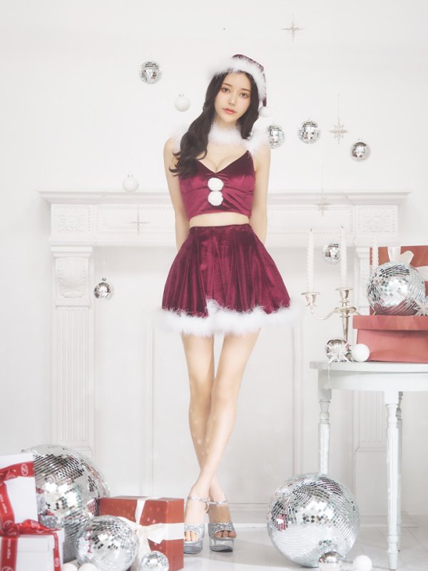 画像13: 【即日発送！】【サンタコス 6点セット】【S-Mサイズ/2カラー】シンプルベロアフレアセットアップサンタ[OF04]