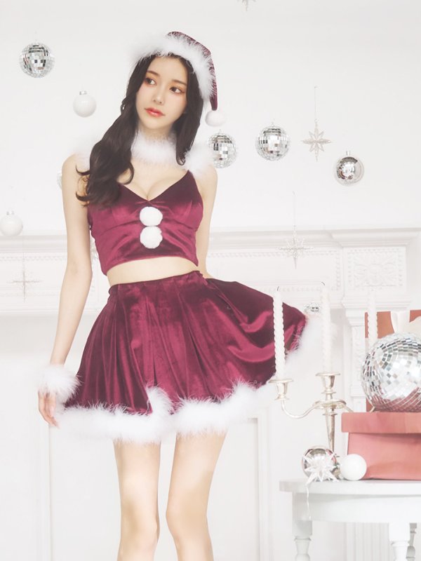 画像14: 【即日発送！】【サンタコス 6点セット】【S-Mサイズ/2カラー】シンプルベロアフレアセットアップサンタ[OF04]