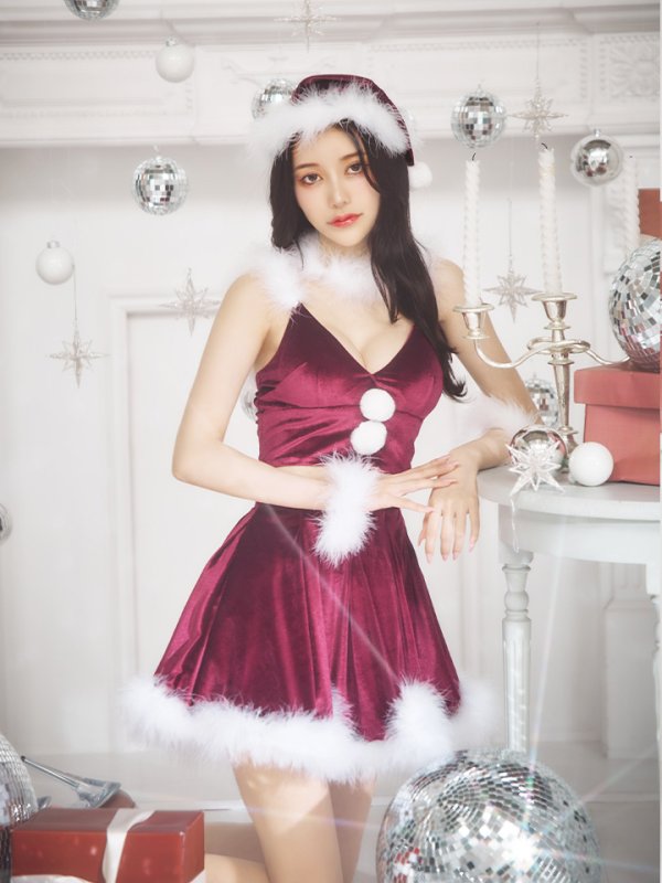 画像19: 【即日発送！】【サンタコス 6点セット】【S-Mサイズ/2カラー】シンプルベロアフレアセットアップサンタ[OF04]