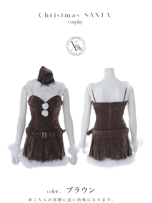 画像46: 【即日発送】【サンタ】クラシカルベルト付きサンタコスプレ【コスプレ6点セット】【XS-Lサイズ/3カラー】[OF03]