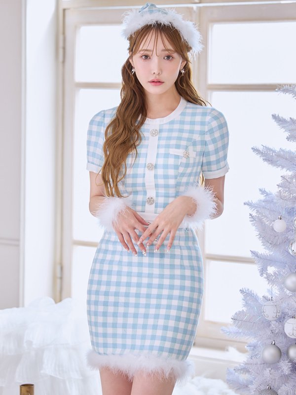 画像7: 【即日発送！】【サンタコス 4点セット】【S-Mサイズ/1カラー】ギンガムチェックフレアサンタコスプレ[OF01]