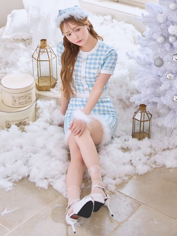 画像5: 【即日発送！】【サンタコス 4点セット】【S-Mサイズ/1カラー】ギンガムチェックフレアサンタコスプレ[OF01]